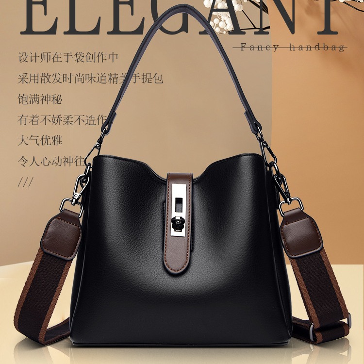 Soft Leather Bucket Bag, Fashionable Shoulder Crossbody Bag, Women's Bag, Exquisite Multi-Layered Pu Large Capacity Mother Bag, Versatile