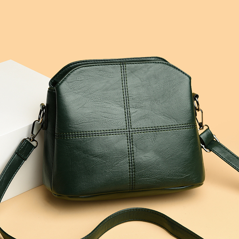 New Women's Bag Fashion Bucket Bag Multi-layer All-match Korean Style Middle-aged Mother Bag Soft Leather Women's Shoulder Bag Crossbody Bag - Image 3