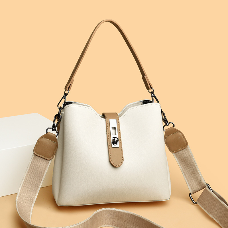 Soft Leather Bucket Bag, Fashionable Shoulder Crossbody Bag, Women's Bag, Exquisite Multi-Layered Pu Large Capacity Mother Bag, Versatile - Image 4