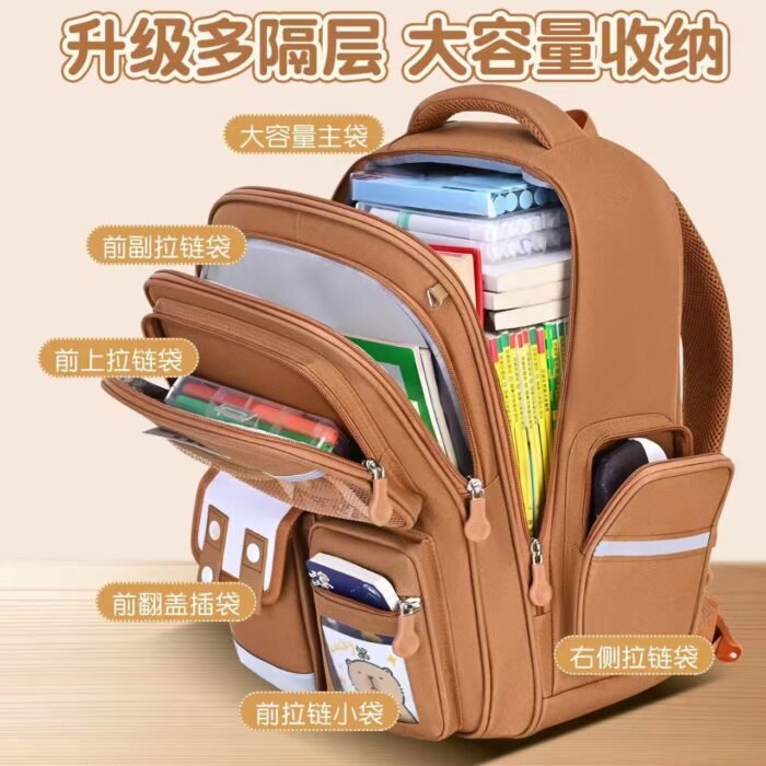 Cross-Border Foreign Trade Large-Capacity Schoolbags for Primary School Students, Boys and Girls, Burden Reduction for Grades 1, 3 and 6, Spine Protection, Melody Children's Shoulders - Image 4