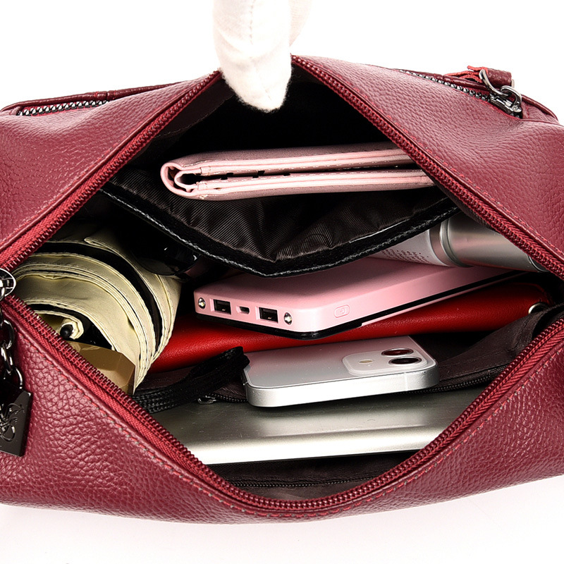 Cross-border Genuine Leather Bag Women's 2025 New Fashion Women's Bag All-match Middle-aged Mother's Bag Large Capacity Shoulder Crossbody Bag - Image 4