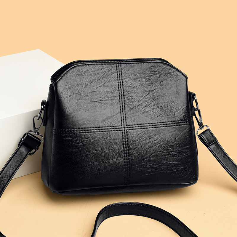 New Women's Bag Fashion Bucket Bag Multi-layer All-match Korean Style Middle-aged Mother Bag Soft Leather Women's Shoulder Bag Crossbody Bag