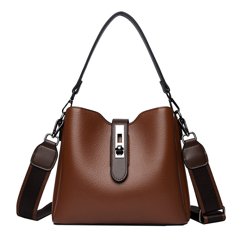 Soft Leather Bucket Bag, Fashionable Shoulder Crossbody Bag, Women's Bag, Exquisite Multi-Layered Pu Large Capacity Mother Bag, Versatile - Image 5