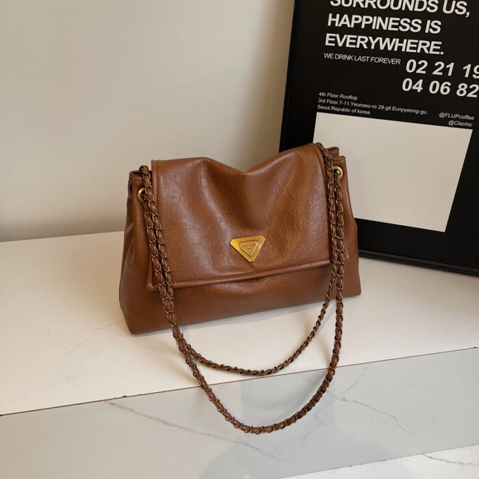 Winter Pure Color Large Capacity Foreign Style New Trendyy Armpit Women's Bag Work Clothing Chain Wandering Shoulder Tote Bag - Image 3