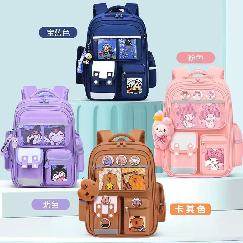 Cross-Border Foreign Trade Large-Capacity Schoolbags for Primary School Students, Boys and Girls, Burden Reduction for Grades 1, 3 and 6, Spine Protection, Melody Children's Shoulders - Image 3