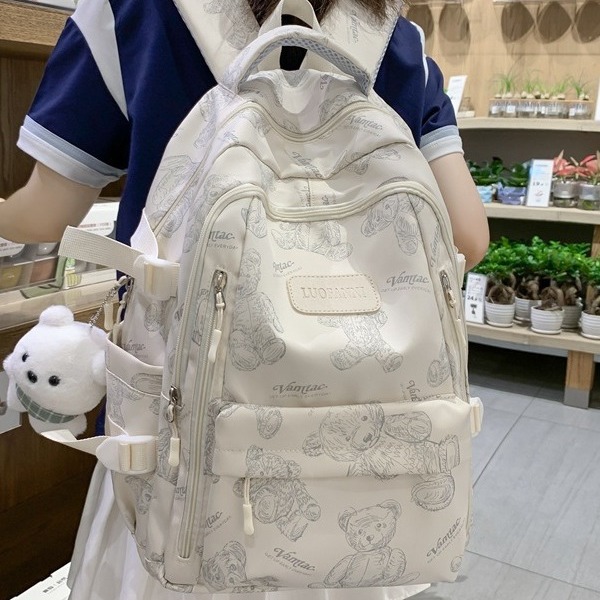 High-looking small fresh backpack girls' lightweight large capacity junior and senior high school student schoolbag trendy cool casual backpack,School Backpacks,Kids' Backpacks