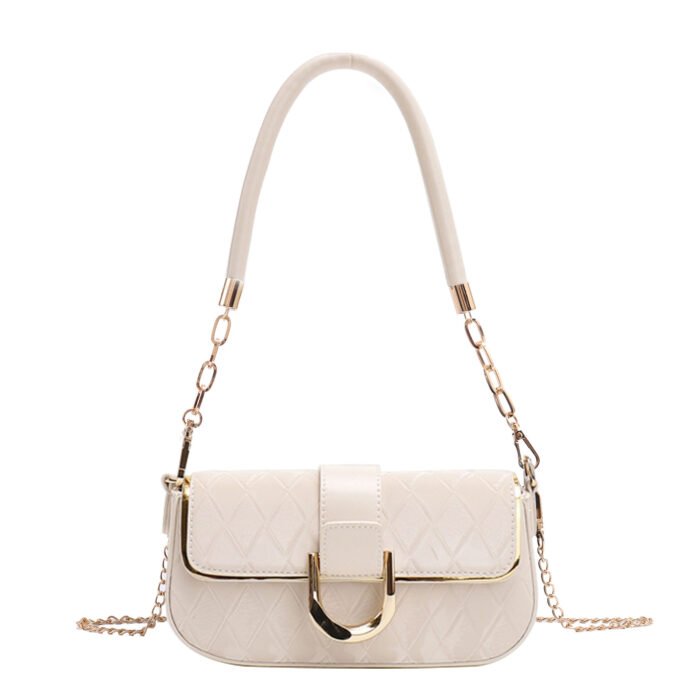 Office worker white collar elegant shoulder bag new advanced rhombus chain underarm bag simple western style small square bag for women - Image 2