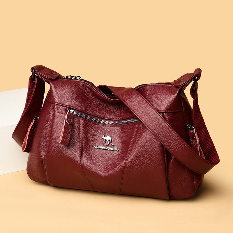 Cross-border Genuine Leather Bag Women's 2025 New Fashion Women's Bag All-match Middle-aged Mother's Bag Large Capacity Shoulder Crossbody Bag - Image 3