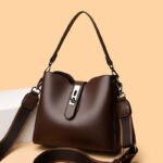 Soft Leather Bucket Bag, Fashionable Shoulder Crossbody Bag, Women's Bag, Exquisite Multi-Layered Pu Large Capacity Mother Bag, Versatile - Image 2