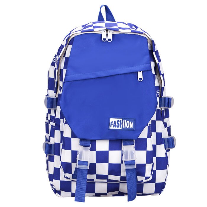 new fashion Korean style cross-border business simple chessboard large capacity trendy student backpack,School Backpacks,Kids' Backpacks - Image 5