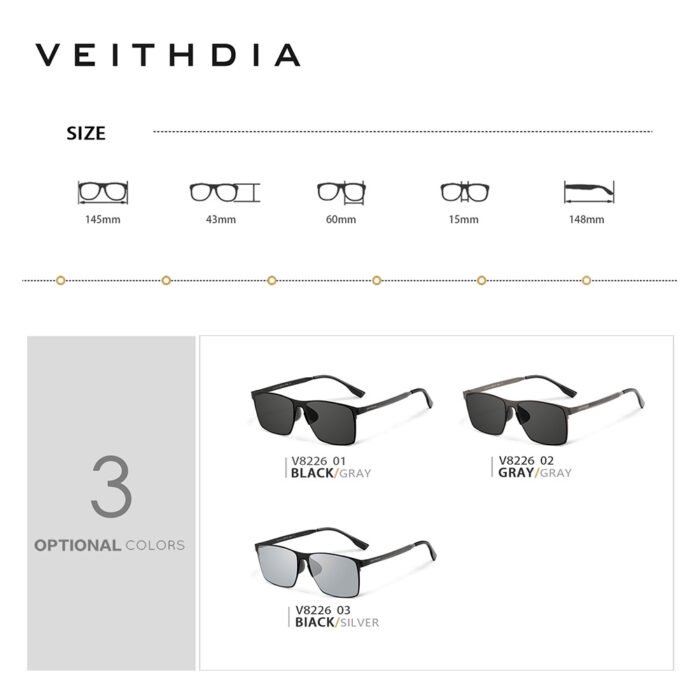 Men's Square Frame Elastic Stainless Steel High-Definition Nylon Polarized Sunglasses Anti-Uv Cross-Border Live Broadcast Spot 8226 - Image 4
