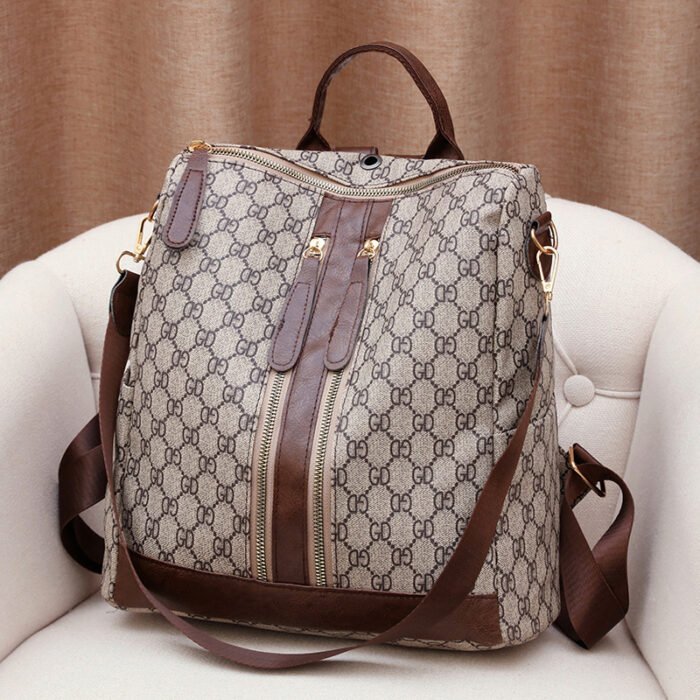Cross-border Fashion European and American Retro Backpack Women's High-end Printed Large-capacity Women's Bag Multi-use All-match Commuter Backpack - Image 3