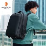 business trolley backpack men's and women's travel backpack waterproof belt wheel trolley bag - Image 2