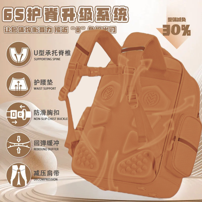 New Kapibala Schoolbag Primary School Students Grade 1, 3 and 6 Large Capacity Spine Protection Boy and Girl Backpack Backpack - Image 2