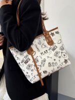 Casual Large Capacity Tote Bag Women's 2025 New Fashion Printed Cross-Border Large Bag Handbag Women's Shoulder Bag - Image 3