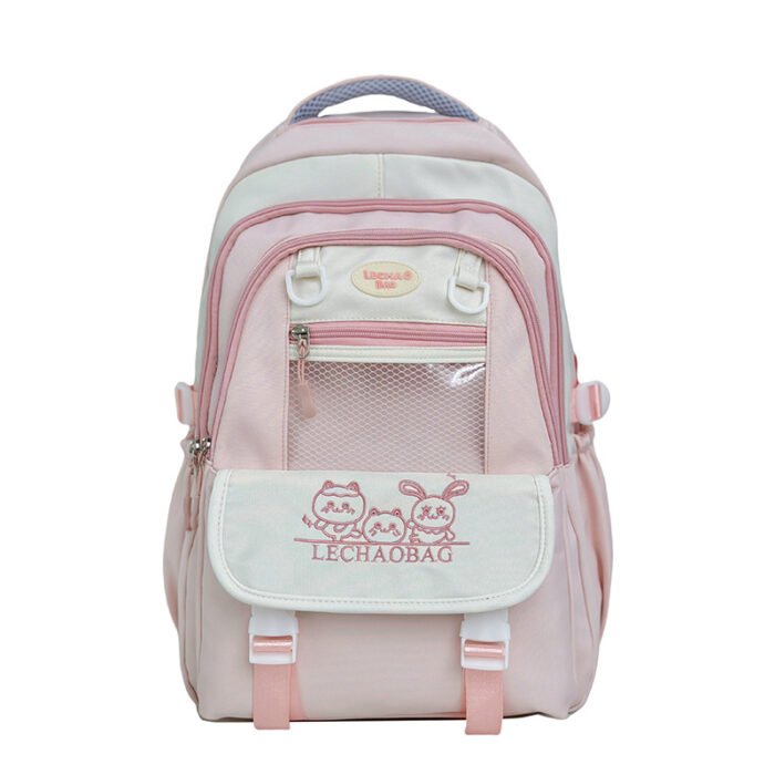 New College Style Backpack for Women, Small Fresh Multi-Compartment Primary School Student, Junior High School Student School Bag, Korean Style Lightweight Backpack - Image 5