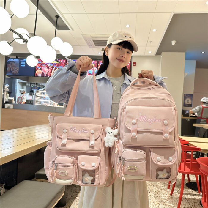 College Cute Large-Capacity Computer Schoolbag for Middle and High School Students, Casual and Versatile Backpack, Commuting Sweet Tutoring Bag - Image 1