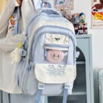 New College Style Backpack for Women, Small Fresh Multi-Compartment Primary School Student, Junior High School Student School Bag, Korean Style Lightweight Backpack