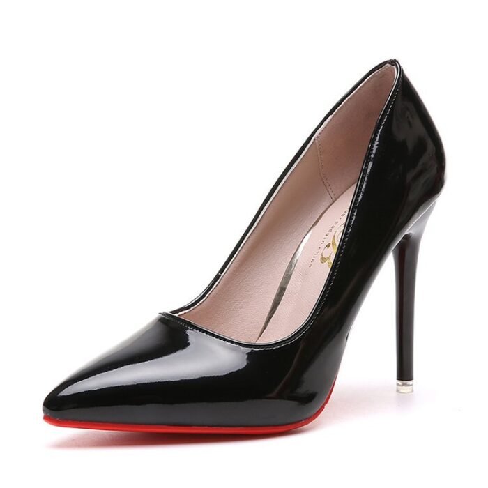 Red-Soled High-Heeled Shoes for Women, Comfortable and Not Tiring for the Feet, with Thin Heels, Spring 2026, Black Heels, Large Size, Pointed Toe, Sizes 41-43, Shallow Mouth - Image 5