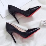 Red-Soled High-Heeled Shoes for Women, Comfortable and Not Tiring for the Feet, with Thin Heels, Spring 2026, Black Heels, Large Size, Pointed Toe, Sizes 41-43, Shallow Mouth - Image 2