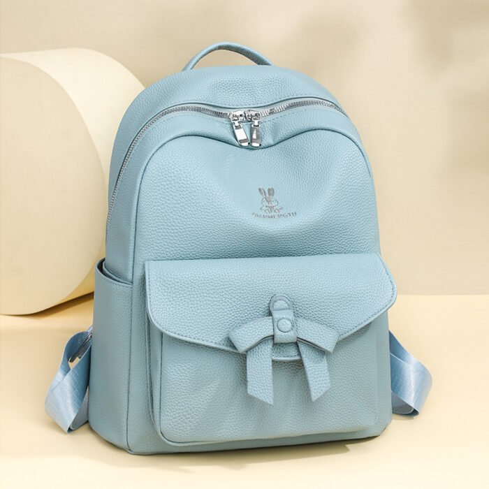 Women's Pu Small Backpack 2025 New Fashion Korean Style Trendy Student Backpack Simple and Elegant Travel Bowknot - Image 3