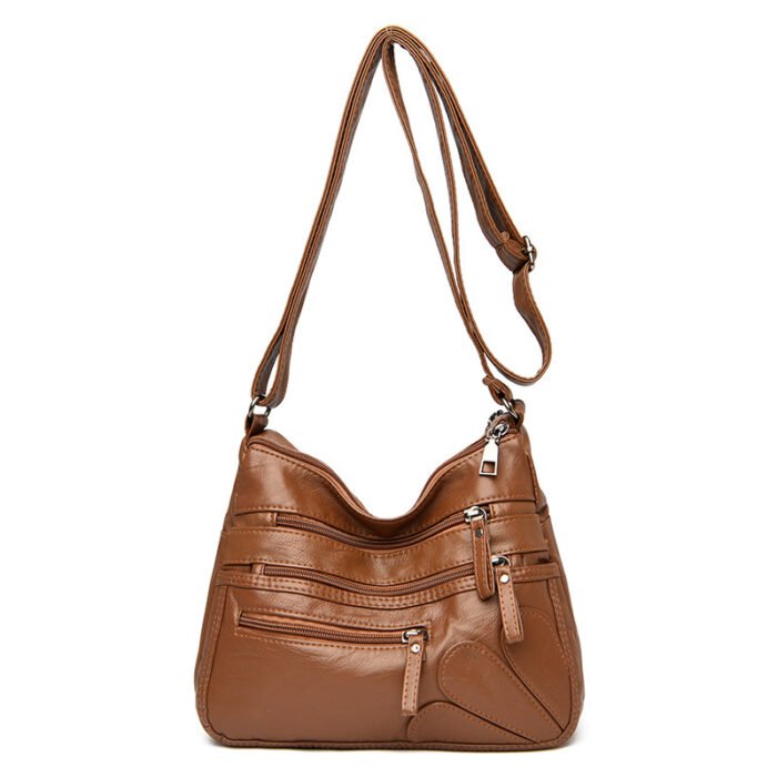 Middle-Aged and Elderly Women's Bags 2026 New Style Women's Soft Leather Backpack Large Capacity Single Shoulder Crossbody Bag Middle-Aged Mother's Bag - Image 5