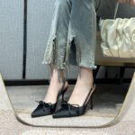 French Satin Bow Bridal Design Niche Wedding Dress High Heel Wedding Shoes Hollow Toe All-match Sandals for Women - Image 4