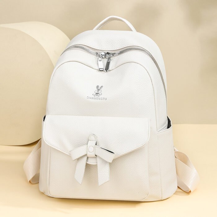 Women's Pu Small Backpack 2025 New Fashion Korean Style Trendy Student Backpack Simple and Elegant Travel Bowknot - Image 4