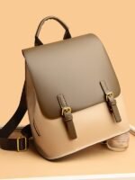 New Color-Blocked Soft Leather Backpack for Women, Lightweight and High-End Travel Bag, 2025 British Fashion, Large Capacity - Image 5