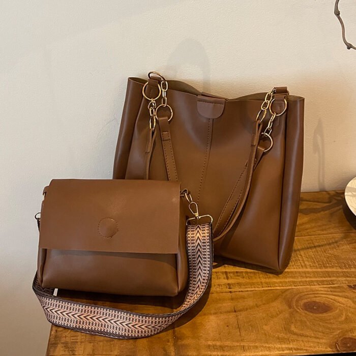 Two-piece Large Capacity Bag Women's 2024 New Fashion Commuter Handbag Simple Casual Shoulder Tote Bag for Women - Image 1