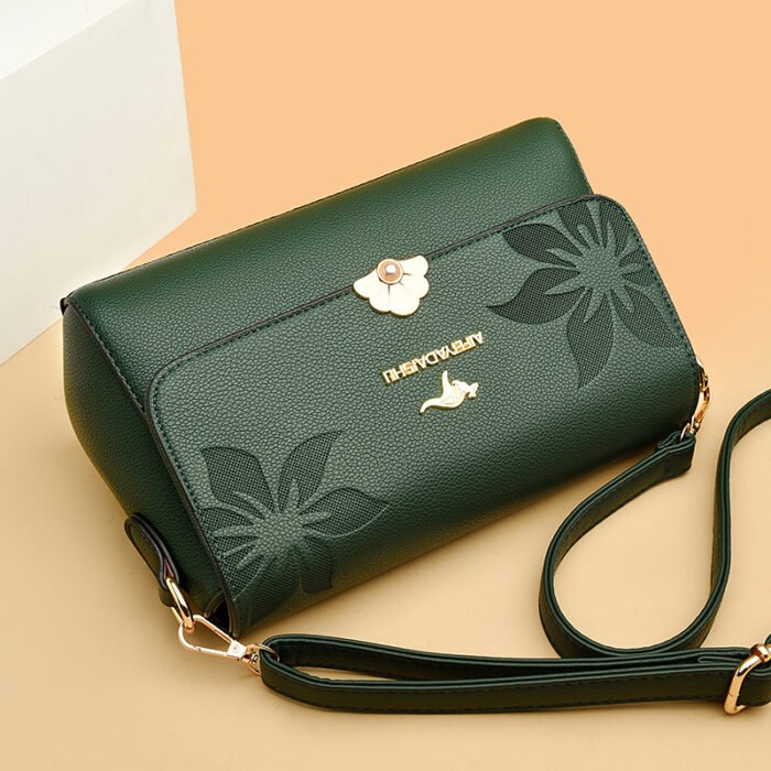 Brand Genuine Leather Embossed Small Square Bag for Women 2026 New Crossbody Bag Elegant Middle-Aged and Elderly Mother Bag Soft Leather Shoulder Bag - Image 4