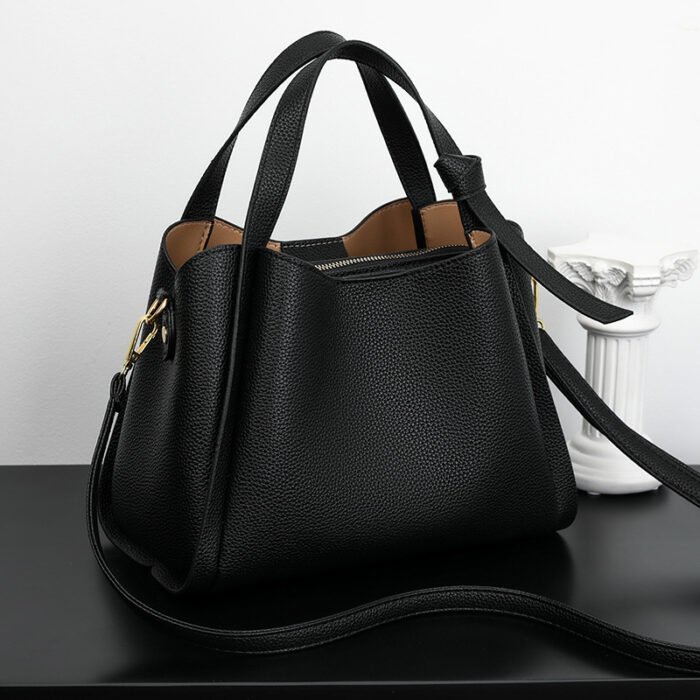 Soft Leather Women's Bag Handbag Women's 2025 Vegetable Basket High-End Shoulder Bag Crossbody Elegant Versatile Bucket Shoulder Bag - Image 4