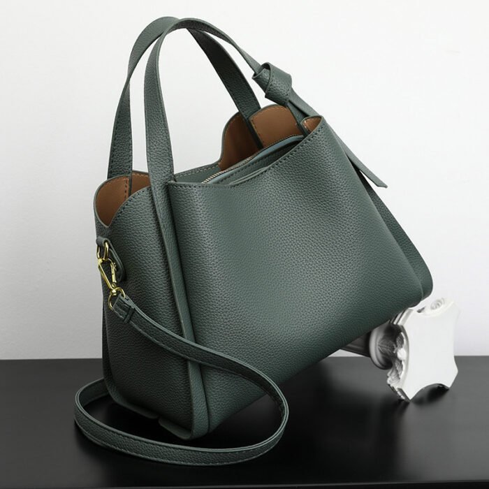 Soft Leather Women's Bag Handbag Women's 2025 Vegetable Basket High-End Shoulder Bag Crossbody Elegant Versatile Bucket Shoulder Bag - Image 3