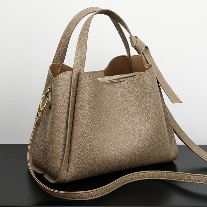 O1CN01EBonk42CPwOylh0AN_3882618467-0-cib-1.jpg Soft Leather Women's Bag Handbag Women's 2025 Vegetable Basket High-End Shoulder Bag Crossbody Elegant Versatile Bucket Shoulder Bag - Image 1