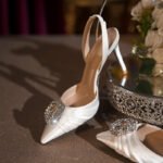 French Pointed Toe Rhinestone Flower High Heel Sandals Satin Stiletto Toe Women's Shoes 2025 New Fairy Wedding Shoes Versatile - Image 4