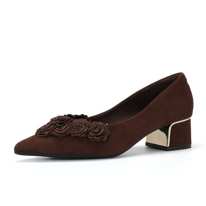 33912-213B Temperament, High-End, Versatile Thick Heel and Pointed Toe 2025 Autum New Niche Design Women's Shoes - Image 5