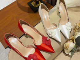 French Wedding Shoes, High-End 2025 New Camellia High Heels, Women's Wedding Dress, Banquet Red Bridal Shoes