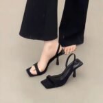 French High-End Style! Women's Sandals for Work That Are Not Tiring for Feet, Paired with Skirts, Stiletto Heels, and Black High Heels, Versatile - Image 2