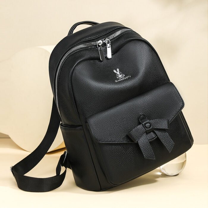 O1CN01ORbp6T1ZZJfsLR5ZD_2218655733208-0-cib.jpg Women's Pu Small Backpack 2025 New Fashion Korean Style Trendy Student Backpack Simple and Elegant Travel Bowknot - Image 1