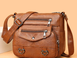 Middle-Aged and Elderly Women's Bags, Cross-Body Bags, Soft Leather Versatile Multi-Pocket Shoulder Bags, Women's Mother Bags, Travel Backpacks