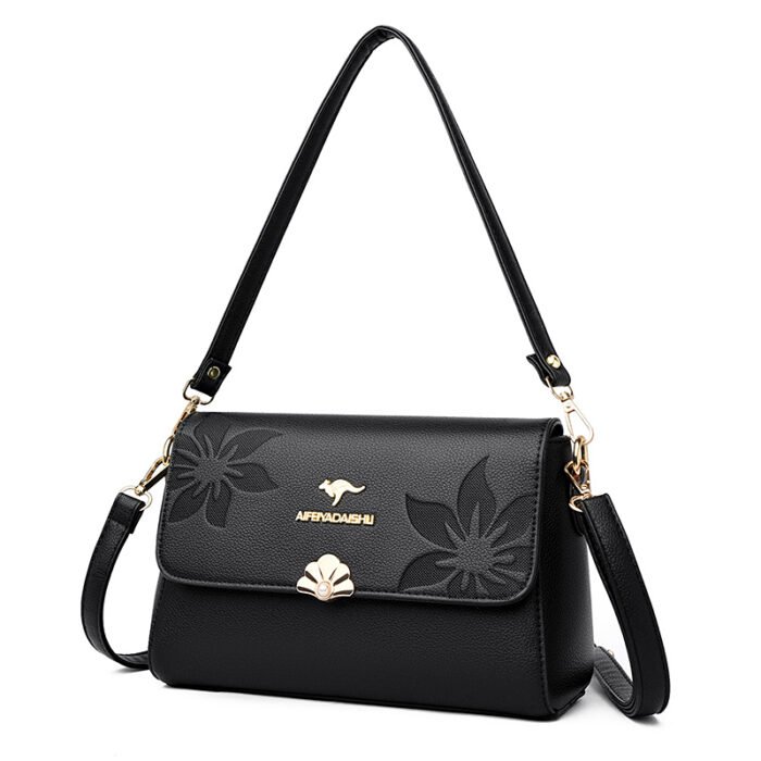 Brand Genuine Leather Embossed Small Square Bag for Women 2026 New Crossbody Bag Elegant Middle-Aged and Elderly Mother Bag Soft Leather Shoulder Bag - Image 5