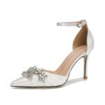 French High Heels Women's 2025 Silver White Rhinestone Stiletto Elegant Ladies Wedding Shoes Bridal Shoes Not Tired Feet - Image 5