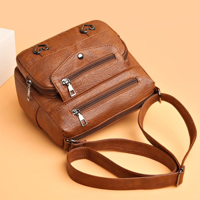 Middle-Aged and Elderly Women's Bags, Cross-Body Bags, Soft Leather Versatile Multi-Pocket Shoulder Bags, Women's Mother Bags, Travel Backpacks - Image 2
