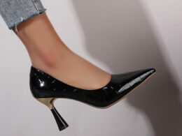 High-Heeled Shoes for Women, 2026 Spring New Style, Pointed Toe, Large Size, Slip-On, Black Stiletto Heels, High-End Feel, Elegant Heel