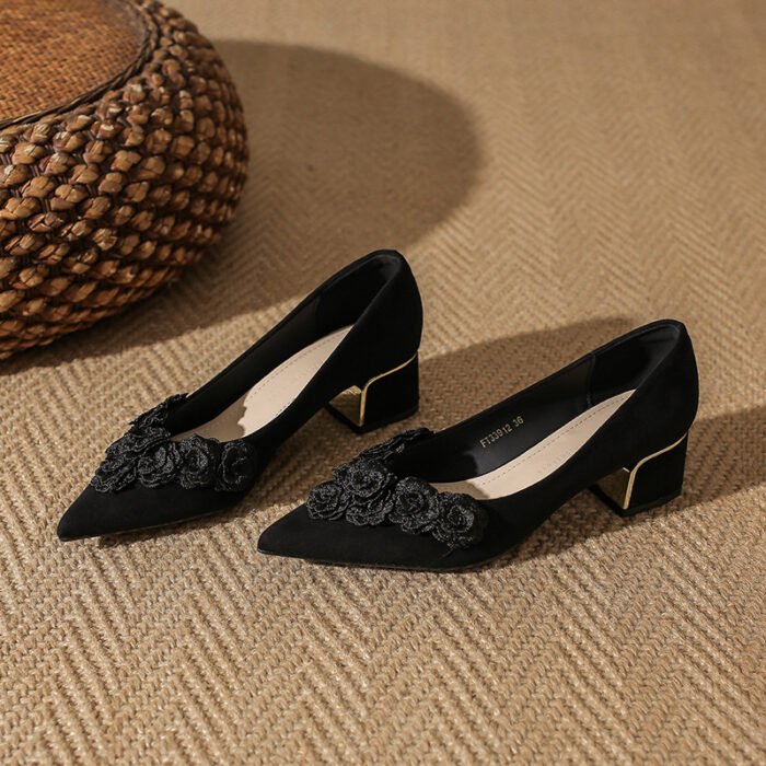 33912-213B Temperament, High-End, Versatile Thick Heel and Pointed Toe 2025 Autum New Niche Design Women's Shoes - Image 2
