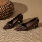 33912-213B Temperament, High-End, Versatile Thick Heel and Pointed Toe 2025 Autum New Niche Design Women's Shoes