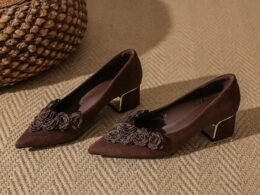 33912-213B Temperament, High-End, Versatile Thick Heel and Pointed Toe 2025 Autum New Niche Design Women's Shoes