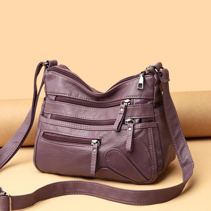 Middle-Aged and Elderly Women's Bags 2026 New Style Women's Soft Leather Backpack Large Capacity Single Shoulder Crossbody Bag Middle-Aged Mother's Bag - Image 3