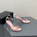 French Satin High Heels Sandals Women's Summer 2023 New Niche High-end High-end One-toe Open-toe Sandals with Thin Heels for Women - Image 4