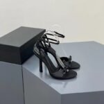 French Satin High Heels Sandals Women's Summer 2023 New Niche High-end High-end One-toe Open-toe Sandals with Thin Heels for Women - Image 3
